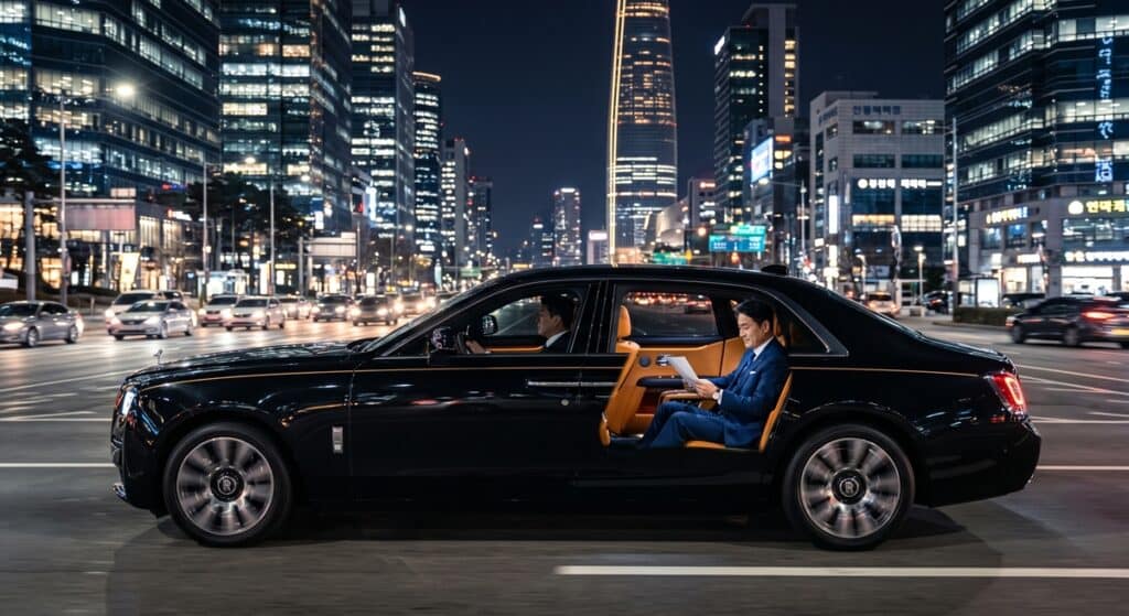 대리운전 법인카드 결제 관련 야간 도심 VVIP 의전 주행 모습 (Night city VVIP driving)