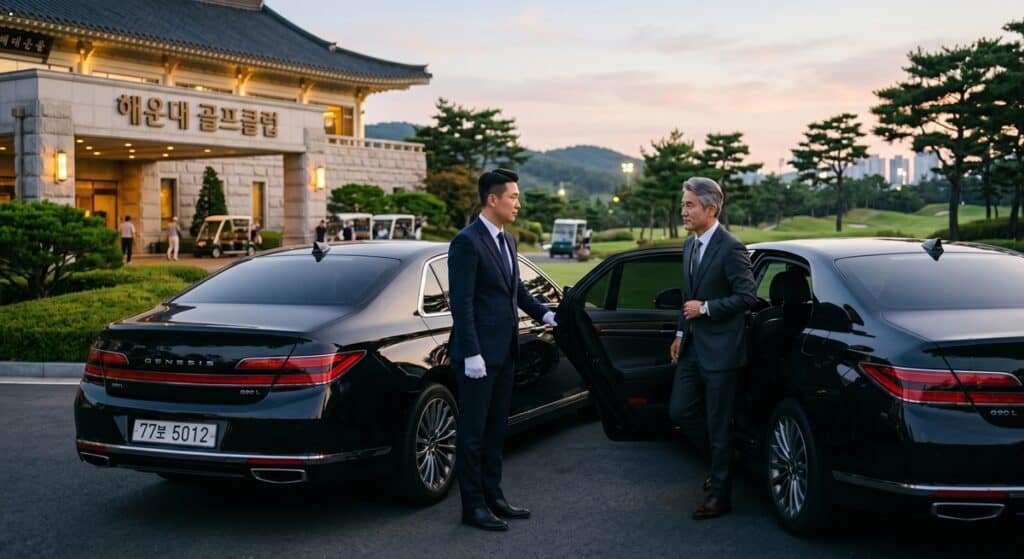 VIP Executive Boarding Luxury Sedan at Golf Club 골프장 VIP 의전 탑승 모습