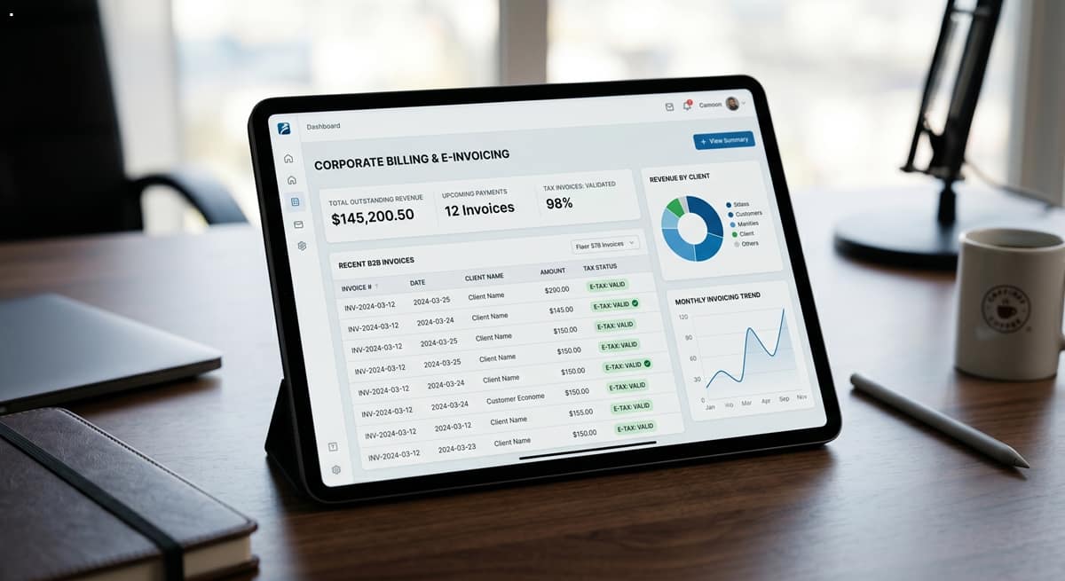 B2B Corporate Billing and E-invoicing Dashboard 기업용 후불 결제 및 세금계산서 대시보드 모습