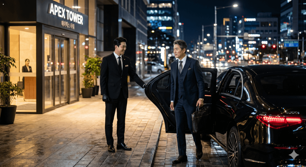 기업 전용 대리운전 관련 VIP 의전을 수행하는 모습