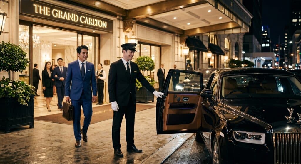 [법인대리운전 업체] 관련 VIP 임원을 대상으로 고품격 의전 서비스를 제공하는 모습