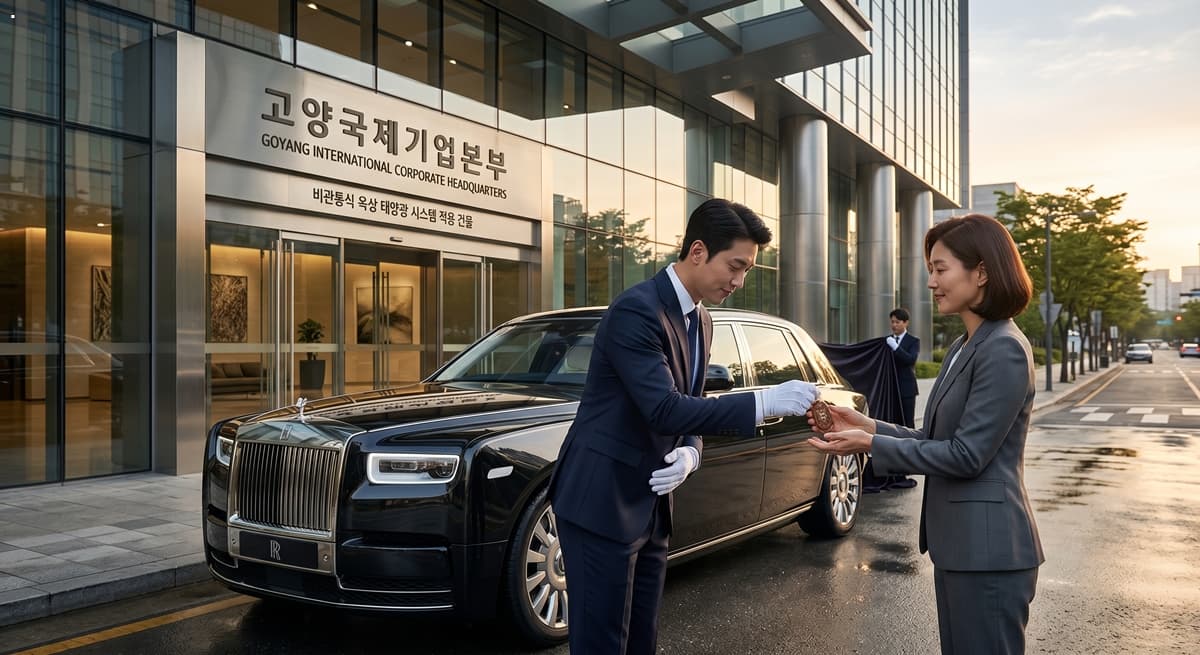 자동차탁송기사 관련 롤스로이스 럭셔리 차량의 안전한 인도 및 정중한 키 전달 수행 장면