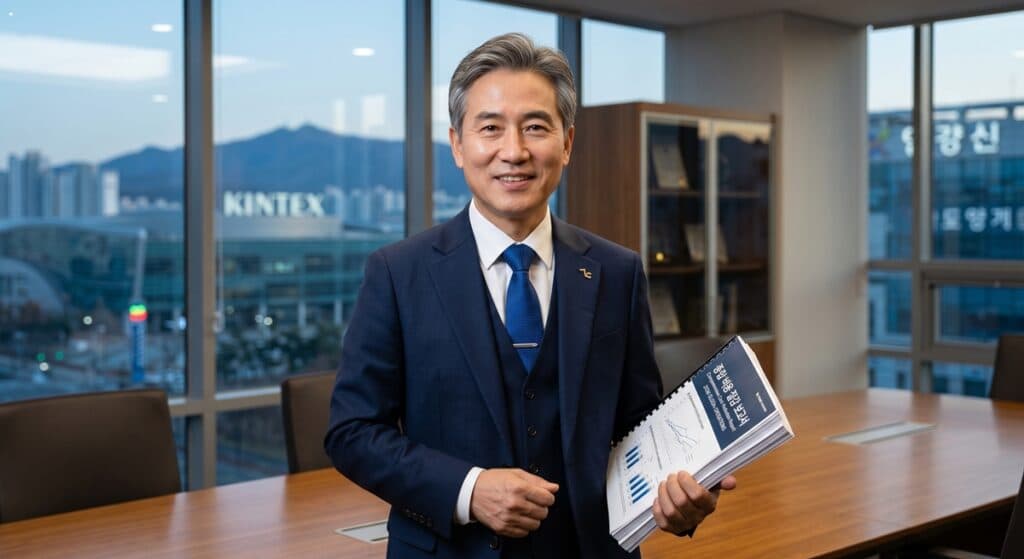 법인대리운전 비용처리 관련 대표이사가 월별 모빌리티 비용 절감 보고서를 확인하는 모습 (CEO reviewing comprehensive cost reduction report)