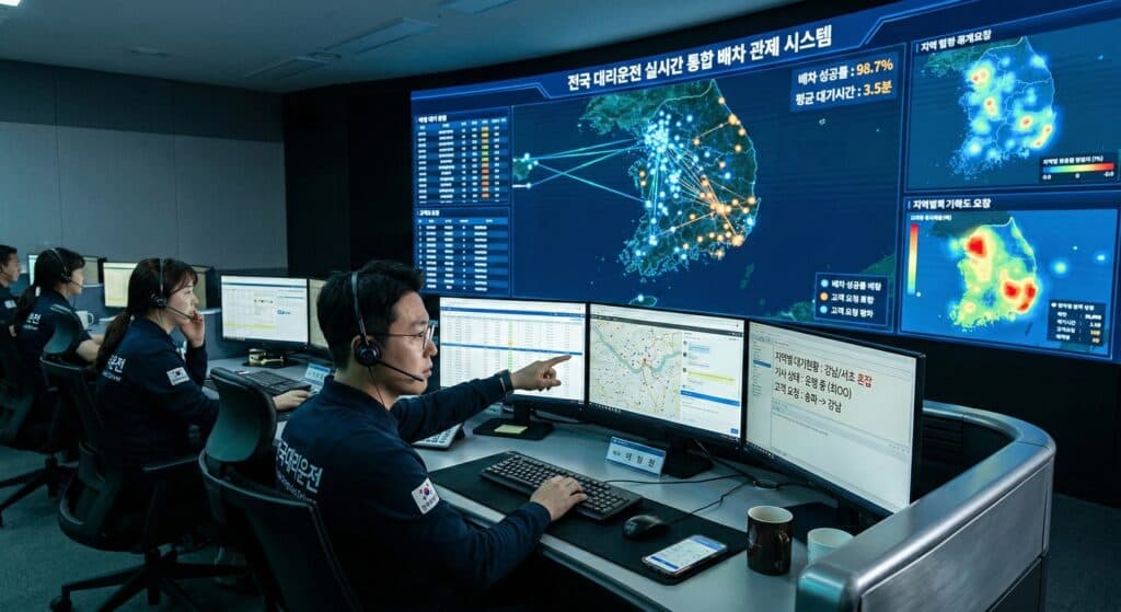전국대리운전 관련 실시간 통합 배차 관제 시스템의 모습