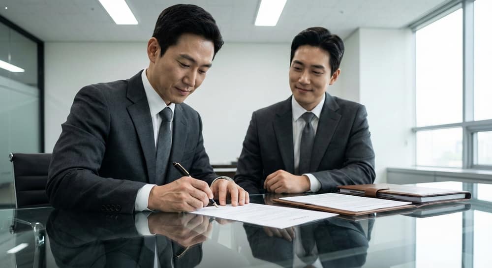 법인탁송업체 관련 서비스 계약을 체결하는 모습