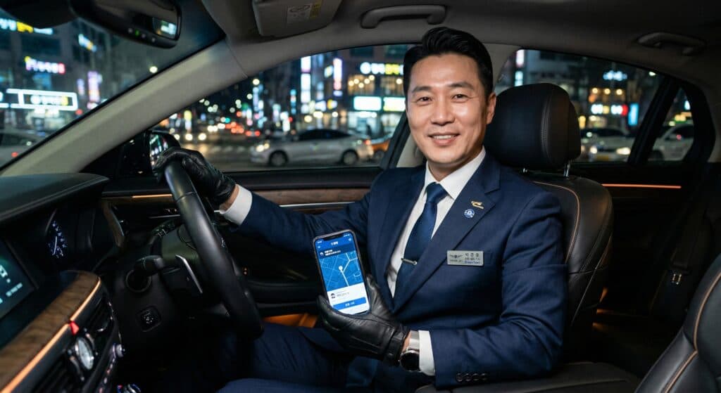 대리기사 관련 단정한 정장을 입은 전문 기사의 모습