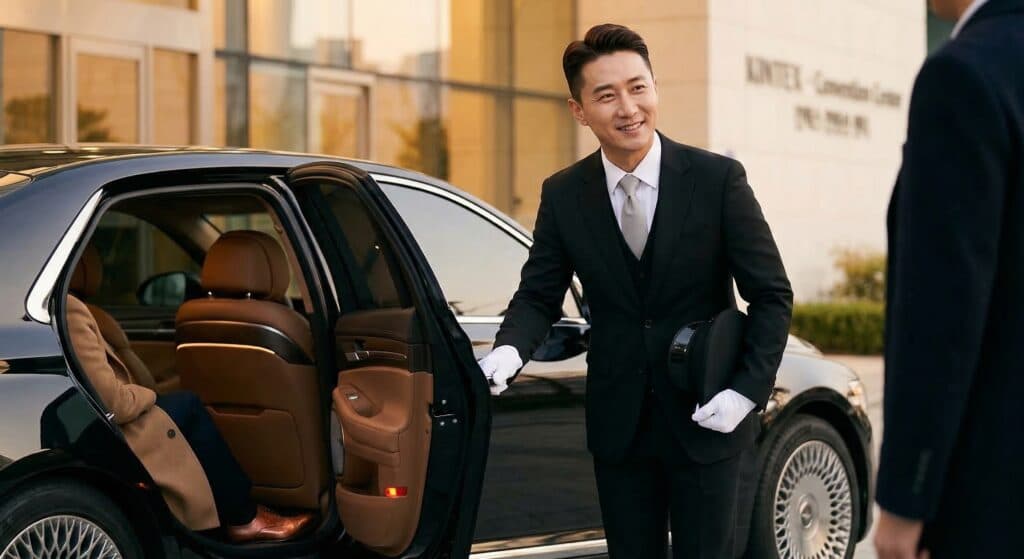 운전알바 관련 미소로 고객을 응대하는 기사의 모습