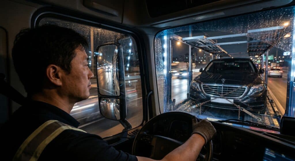 탁송알바 관련 안전하게 운송 중인 수입 차량