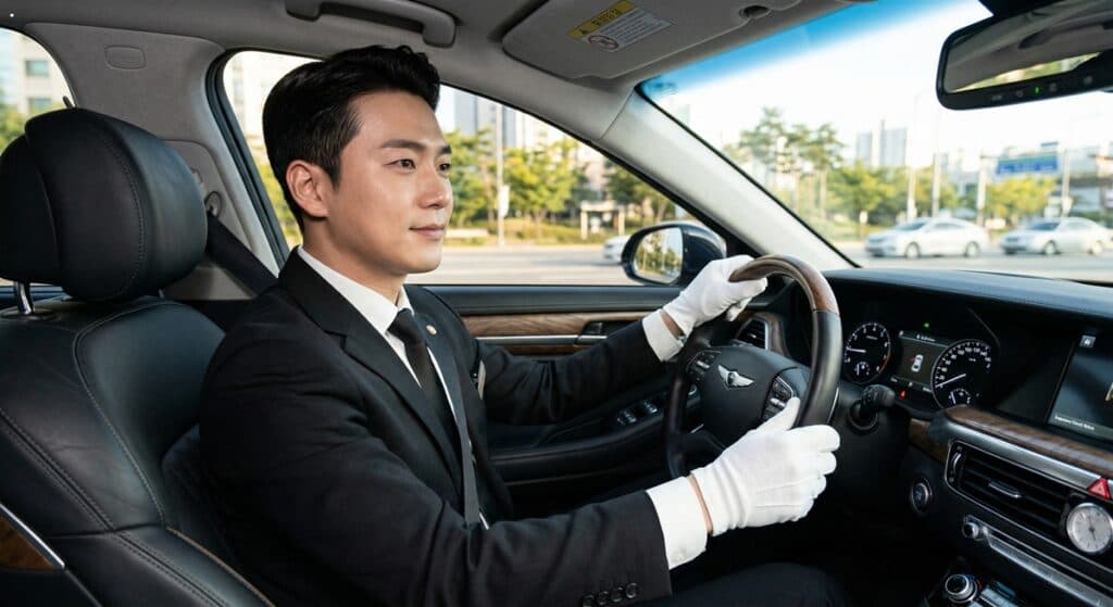 전국 차량 탁송 관련 야간 고급 세단 운송 모습