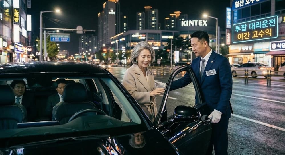 대리운전투잡 관련 VIP 고객을 의전하며 차량 문을 열어주는 모습