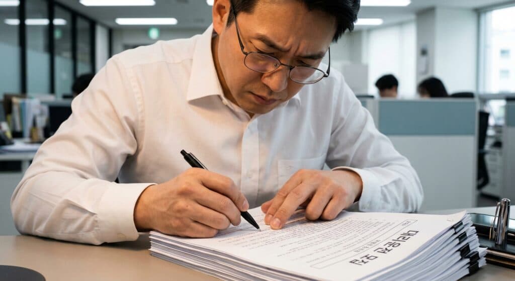 대리운전모집 관련 보험 약관을 검토하는 모습