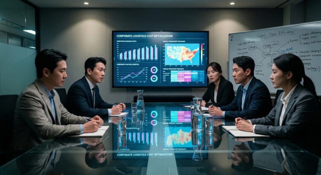 자동차탁송비용 관련 기업 물류 최적화 솔루션 회의 모습