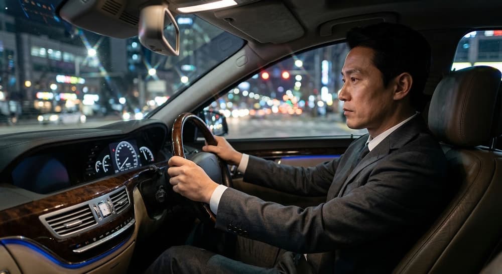 운전기사 관련 대기업 의전 교육을 이수한 전문가의 모습