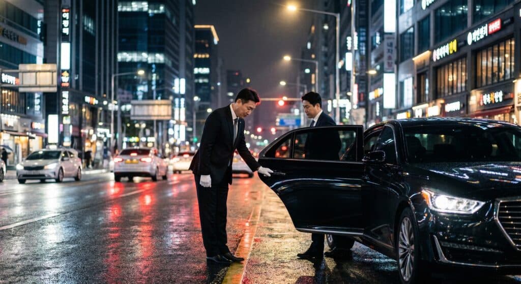 대리운전추천 관련 정중하게 고객을 맞이하는 전문 기사