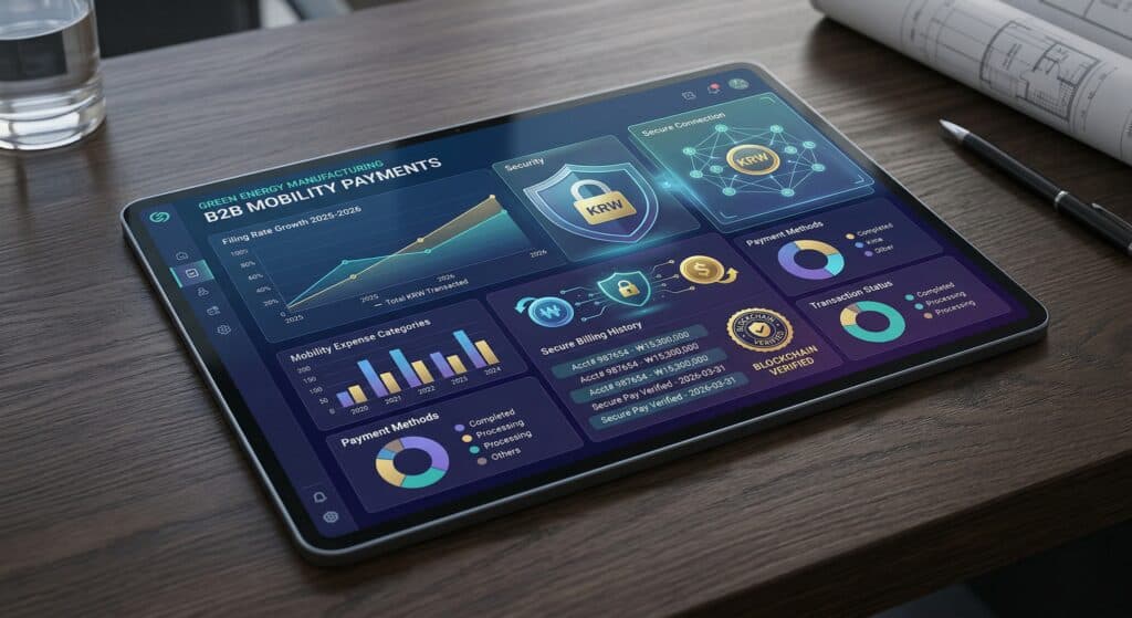 기업용 투명한 결제 시스템 데이터 화면