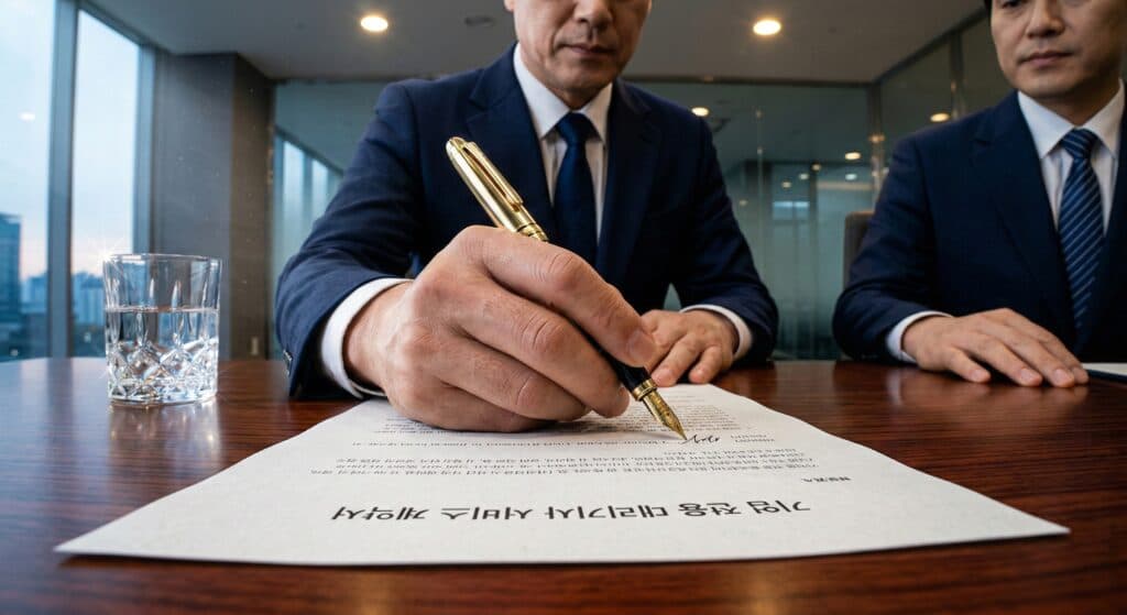 대리기사 관련 기업 전용 서비스 계약을 체결하는 모습