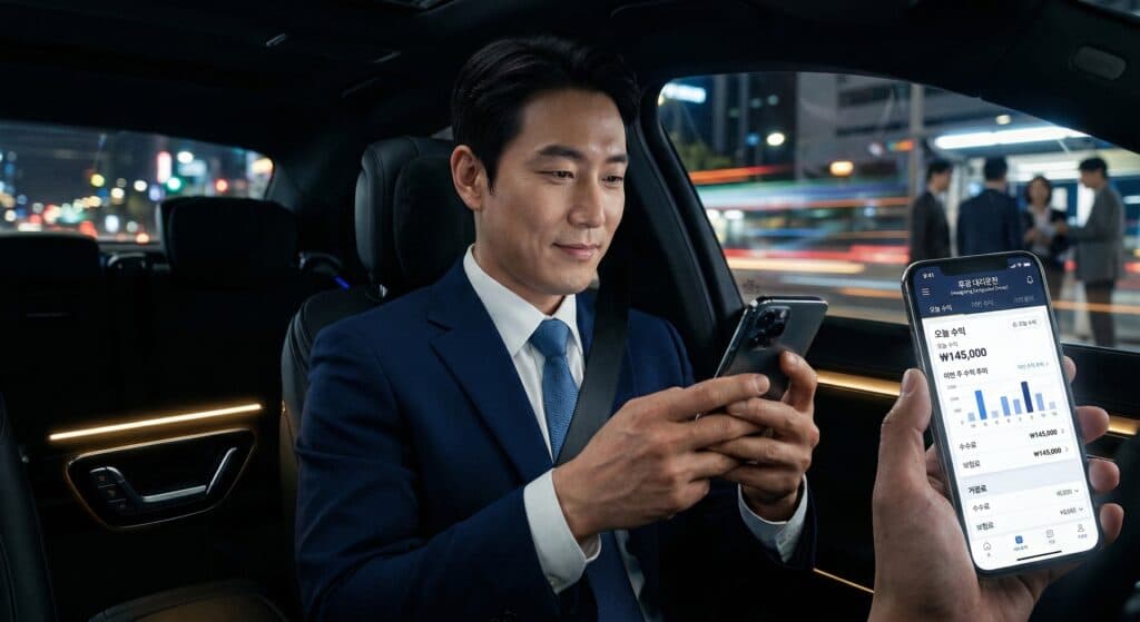 대리운전알바 관련 법인 고객에게 의전 서비스를 제공하는 모습