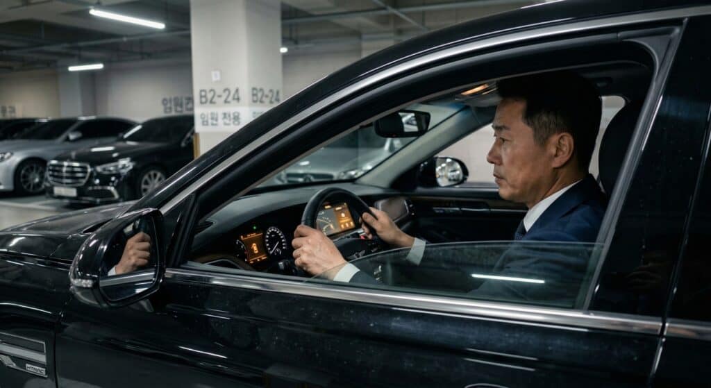 대리기사모집 관련 기업 임원진 차량을 안전하게 주차하는 모습