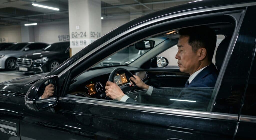 대리기사모집 관련 기업 임원진 차량을 안전하게 주차하는 모습