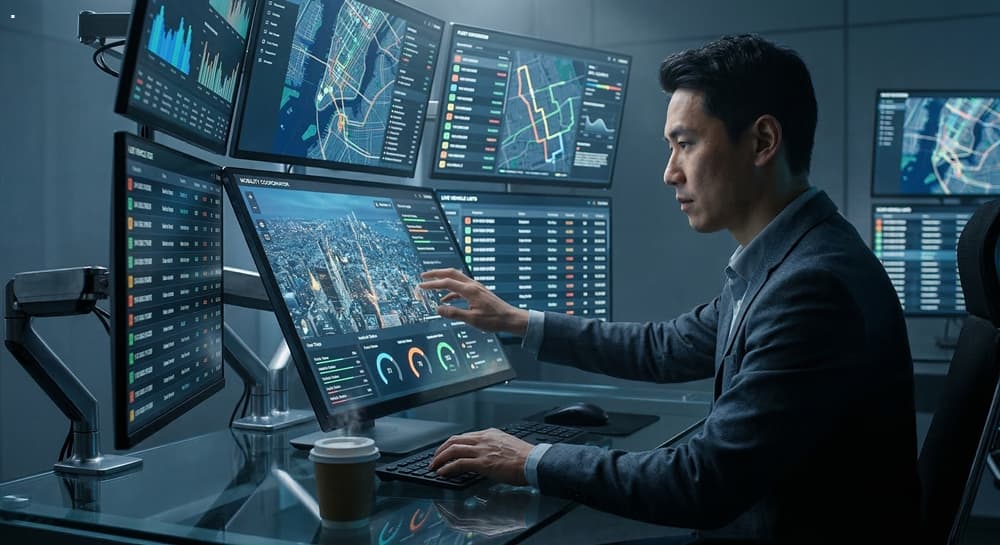 운전기사구인구직 관련 다수의 차량을 효율적으로 배차하는 모습