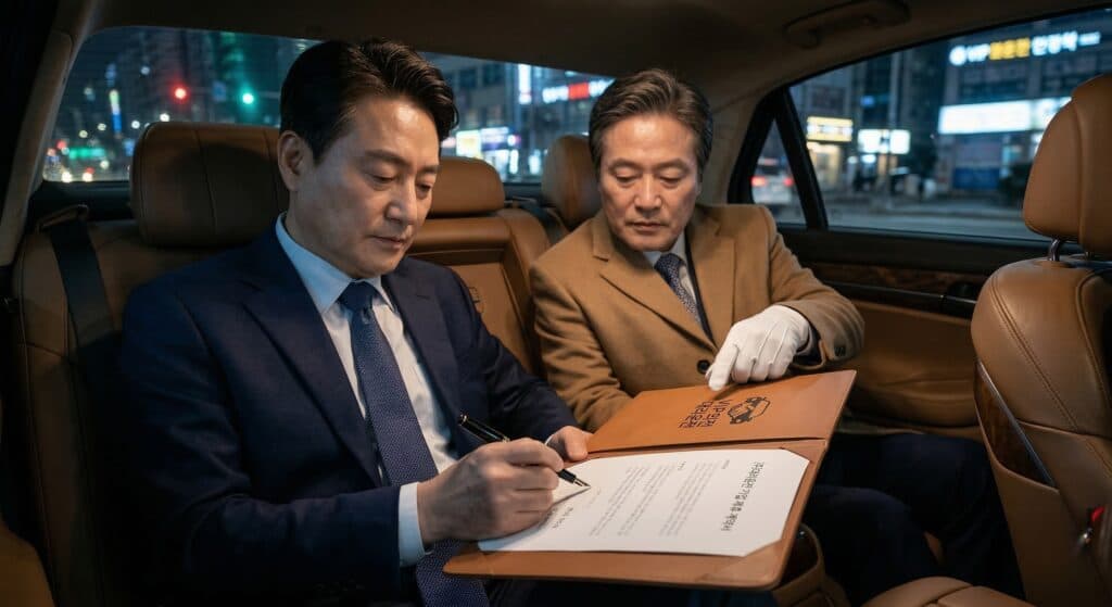 대리운전전화번호 관련 기업 제휴 계약서와 서비스 로고가 함께 있는 모습