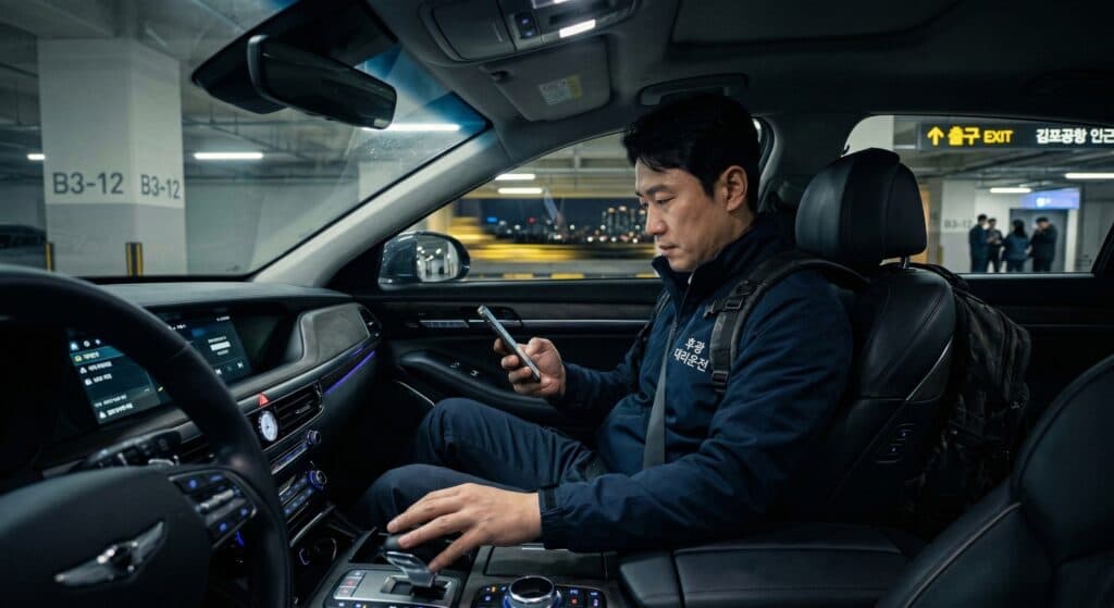 대리운전알바 관련 업무 종료 후 안전하게 귀가하는 모습