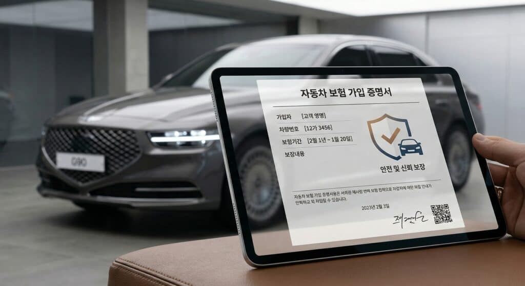 강남구 법인대리운전 관련 전 기사 보험 가입 증명