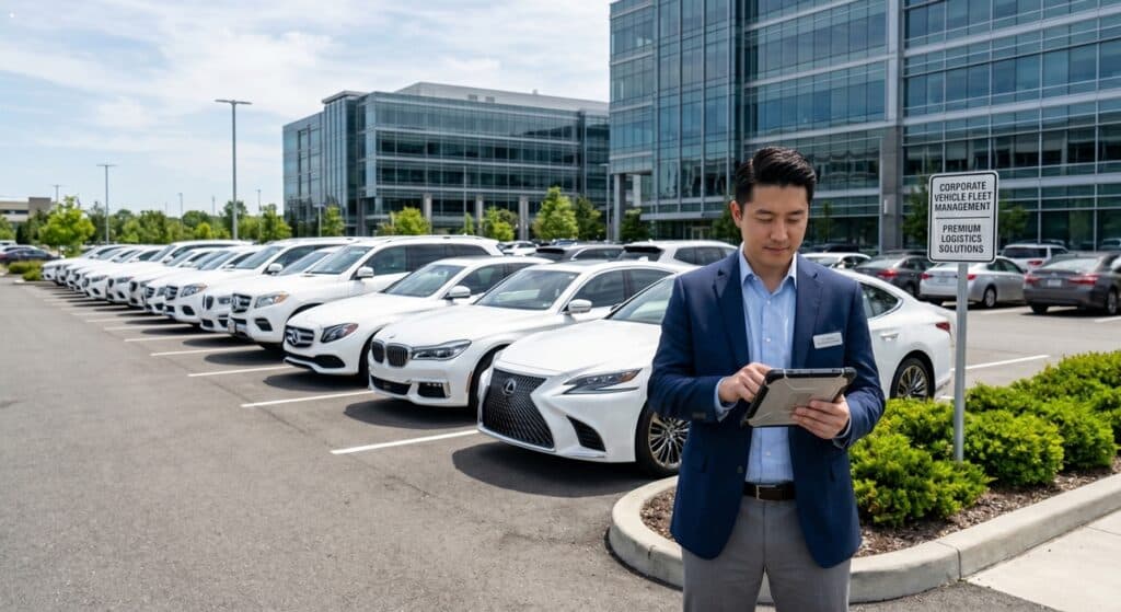 법인차탁송 관련 비즈니스 차량 물류를 관리하는 모습