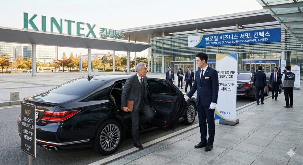 일산 법인대리운전 관련 킨텍스 행사장에서 VIP를 모시는 모습 일산 법인대리운전