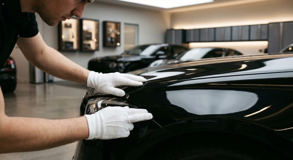 법인차탁송 관련 전문 기사가 안전 점검을 수행하는 모습