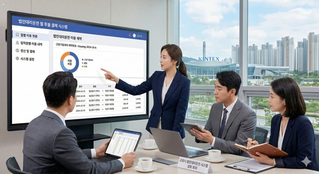 고양시 법인대리운전 관련 월 후불 결제 시스템을 검토하는 모습