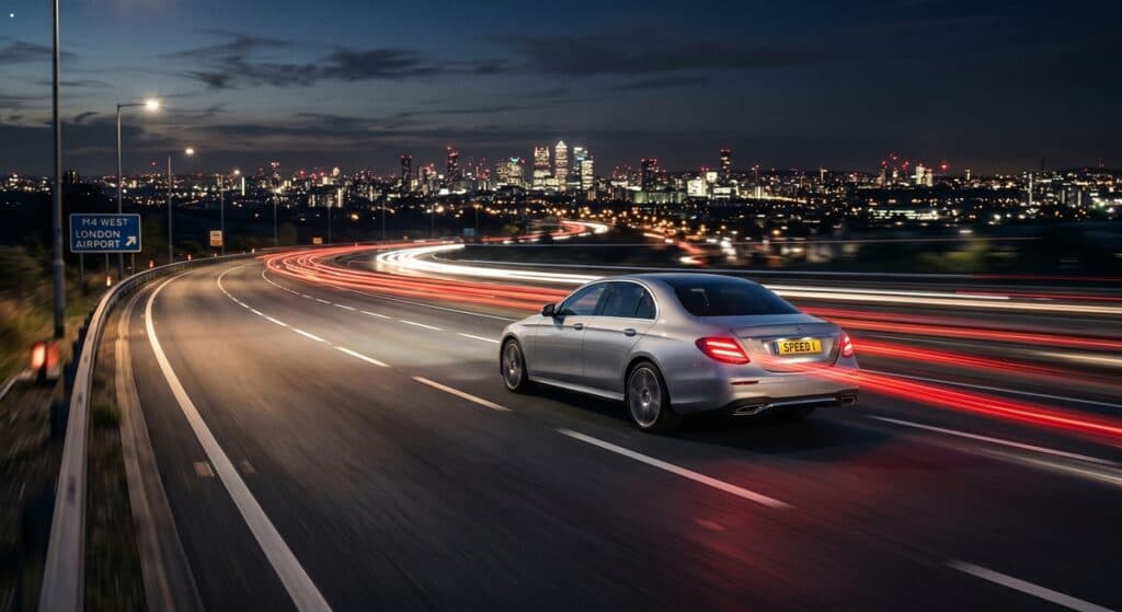 법인차탁송 관련 야간 고속도로 주행을 진행하는 모습