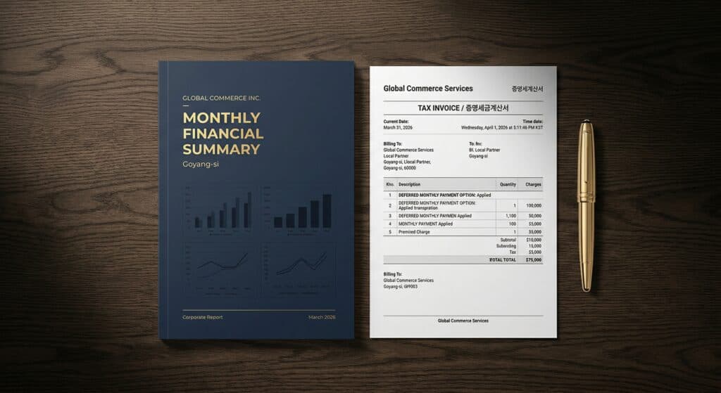 기업 고객을 위한 맞춤형 월 후불 결제 내역을 확인하는 모습