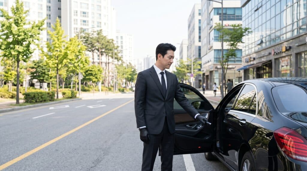일일기사 고용 비용 관련 정장을 단정하게 입고 대기 중인 28년 전통의 베테랑 드라이버